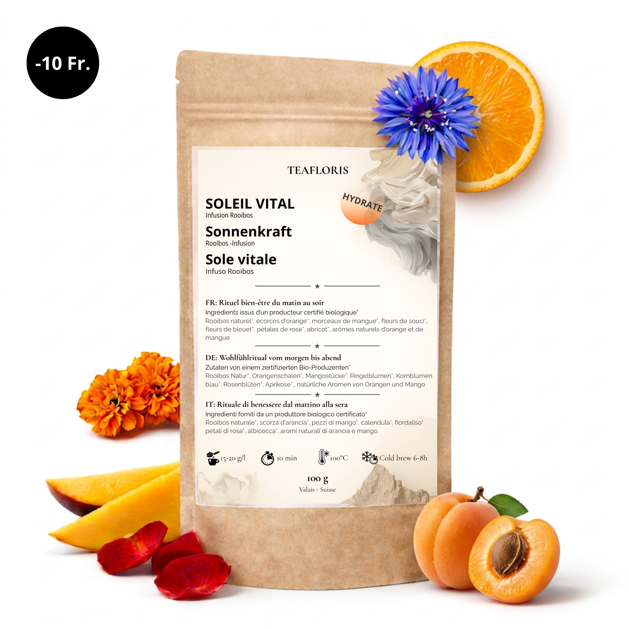 Soleil Vital Rooibos - 100g    Hydratation douce, faible en amertume