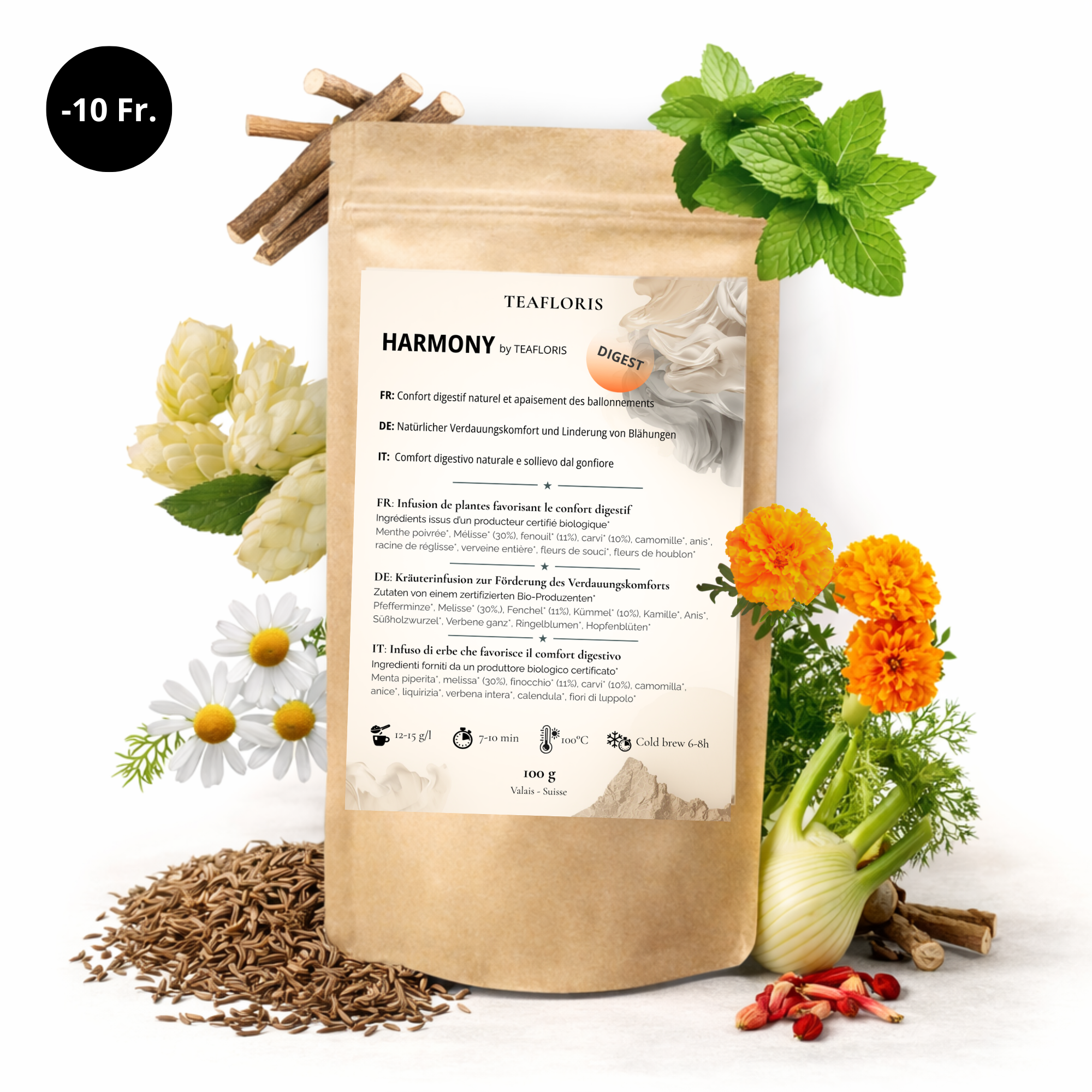 HARMONY DIGEST - 100g    Retrouve un ventre léger ou après un moment festif
